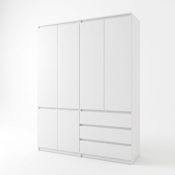 Шафа для одягу R10+R16 &ndash; комплект із 2 шаф, 3 шухляди, 160&times;50&times;211 см R10+R16 Білий фото