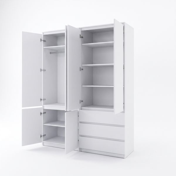 Шафа для одягу R10+R16 &ndash; комплект із 2 шаф, 3 шухляди, 160&times;50&times;211 см R10+R16 Білий фото