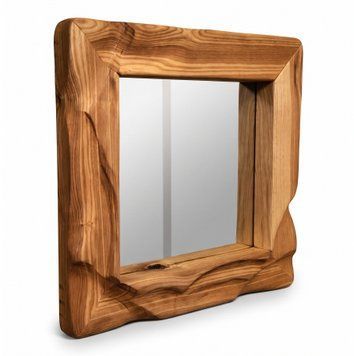 Дзеркало настінне в дерев'яній рамі з масиву ясена (38х38 см) Mirror-1 фото