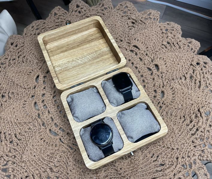Дерев'яний органайзер-шкатулка для 4 годинників з дуба WatchBox-4-001 фото